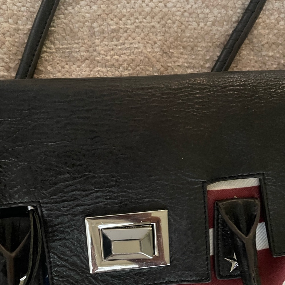 Aimee Kestenberg Black Leather Shoulder Bag with Flag Accent - Picture 6 of 13